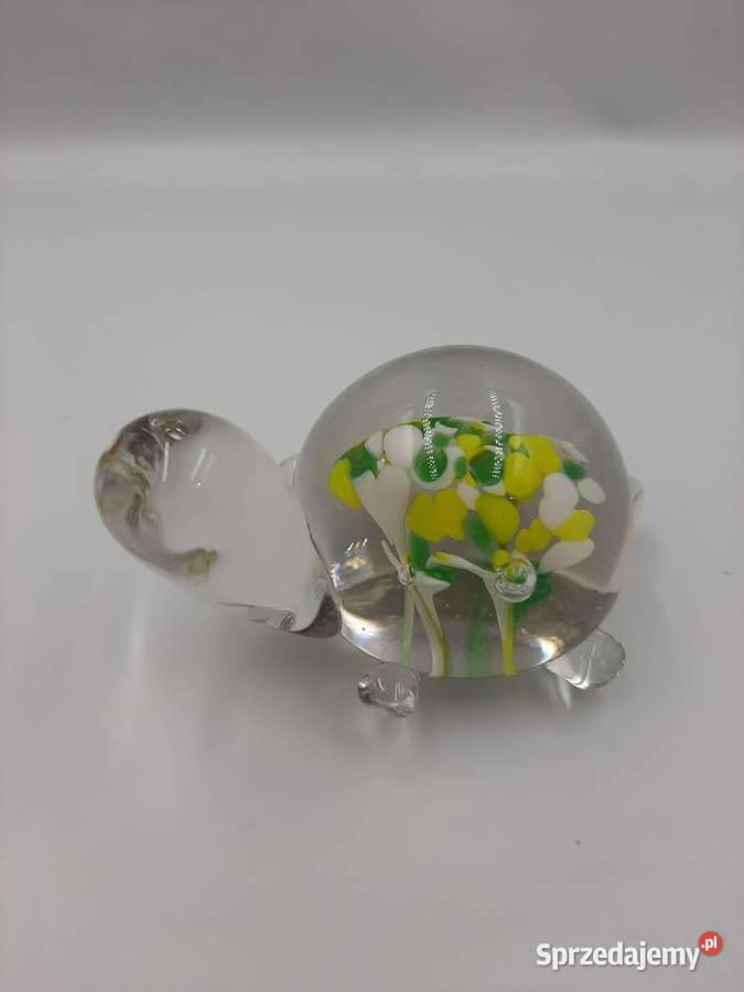 Przycisk do papieruozdoba żółwik Porcelana i szkło