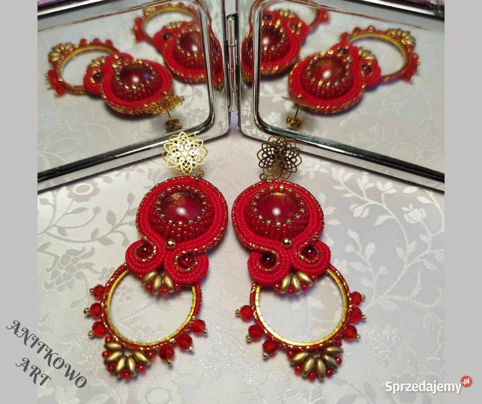 KOLCZYKI CZERWONE z żywicą KÓŁECZKA Warszawa
