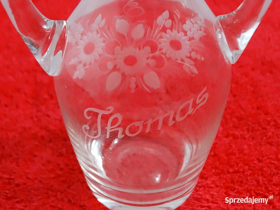 Elegancki Szklany Wazonik Amfora z Grawerem lubelskie Biłgoraj