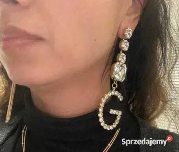 Nowe kolczyki kryształy stylowe kolor złote Gdańsk
