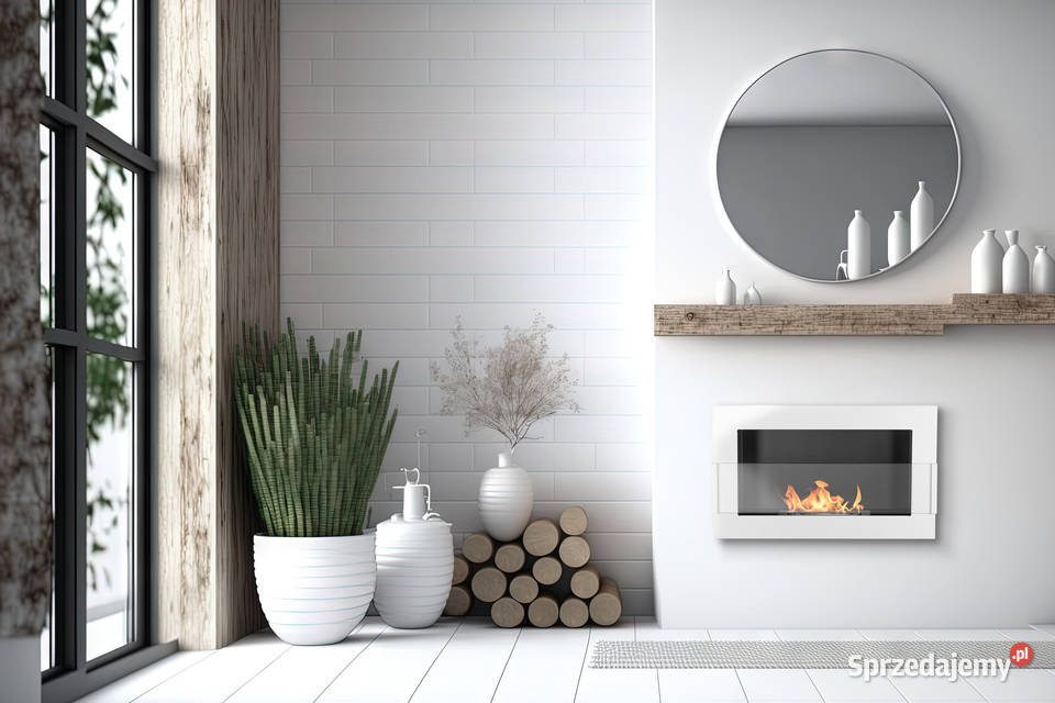 Biokominek wiszący z szybą 650x400 Box biały