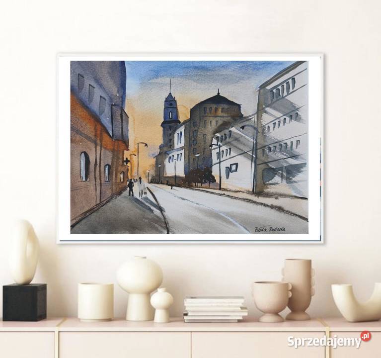 Akwarela Akwarelka Obraz pt Uliczka Antyki, Sztuka, Kolekcje Łódź sprzedam