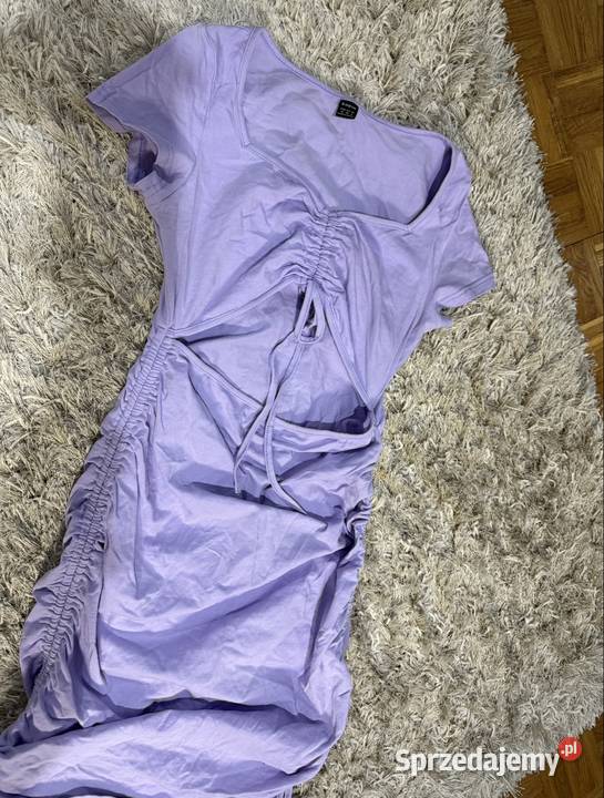 Fioletowa sukienka marszczona cut out mini dress Przemyśl