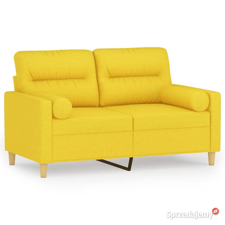 2osobowa sofa z poduszkami jasnożółta 120
