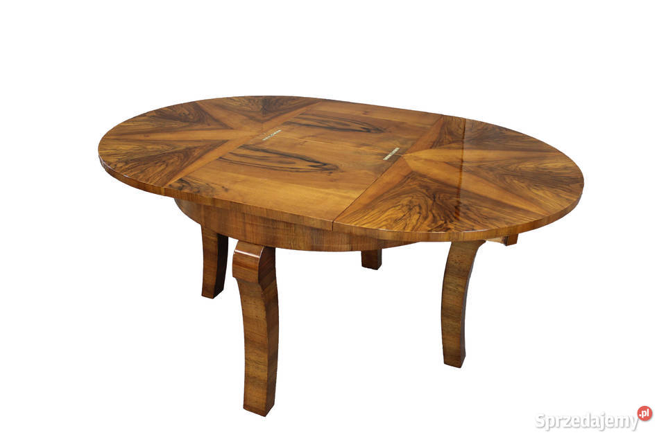 Okrągły stół rozkładany Art Deco w orzechu Meble Bydgoszcz