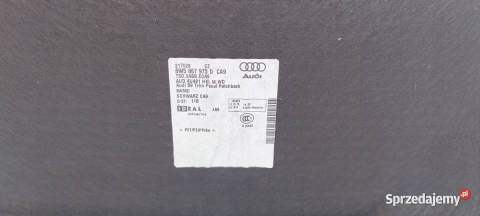TAPICERKA KLAPY TYL AUDI A4 B9 SEDAN 8W5867975D śląskie Przystajń