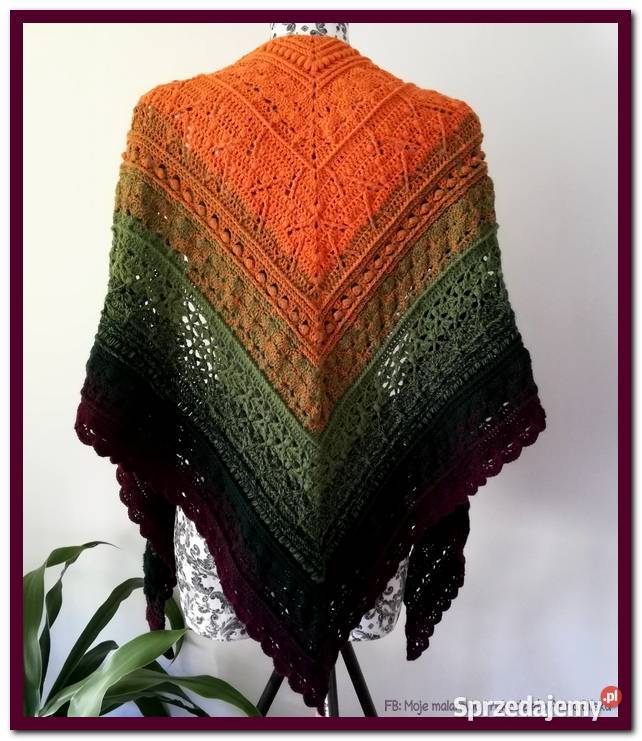 Chusta ombre w kolorach jesieni rękodzieło na