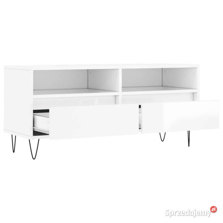 Szafka pod TV wysoki połysk biała 100x345x445