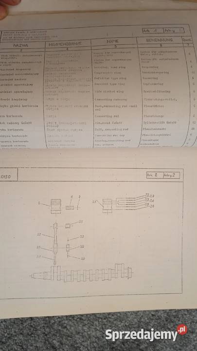 Katalog części silnika Wola57H6Aa oryginał Lublin