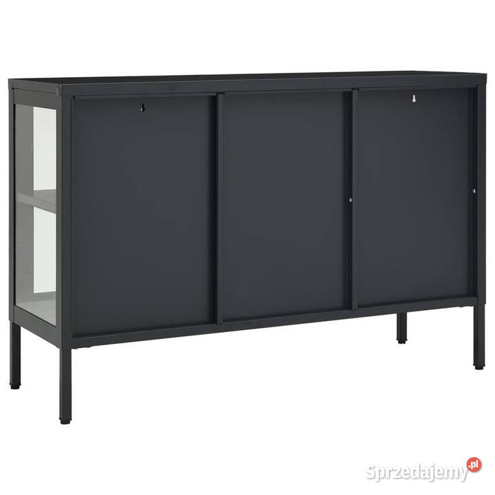 Szafka boczna antracytowa 105x35x70 stal i szkło Warszawa