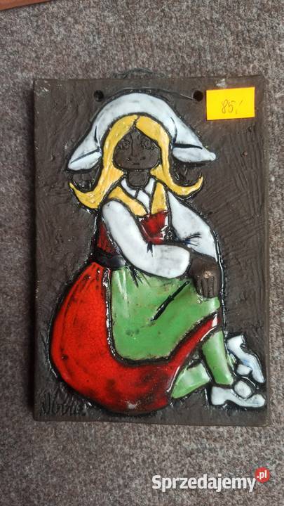 1 Kafel ceramiczny Dziewczynka z kwiatkami Syg