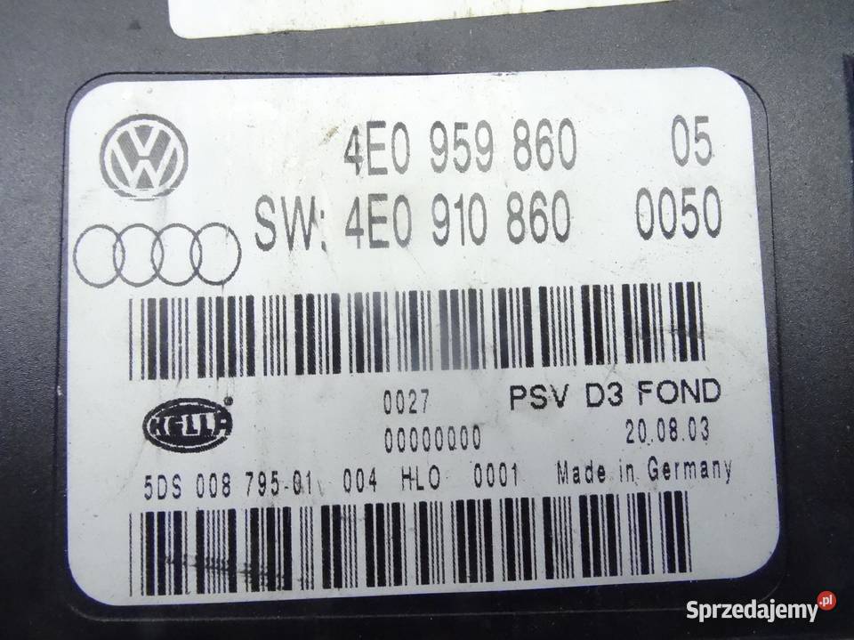 4E0959860 AUDI A8 D3 MODUL STEROWNIK FOTELA sprzedam