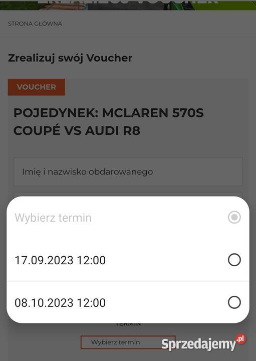 Voucher pojedynek Mclaren 720s Coupe vs Audi R8 Sport i Wypoczynek małopolskie sprzedam