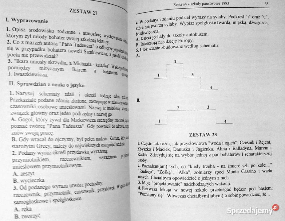 Egzaminy do szkół średnich Język polski S Rok wydania 1993 lubelskie Chełm