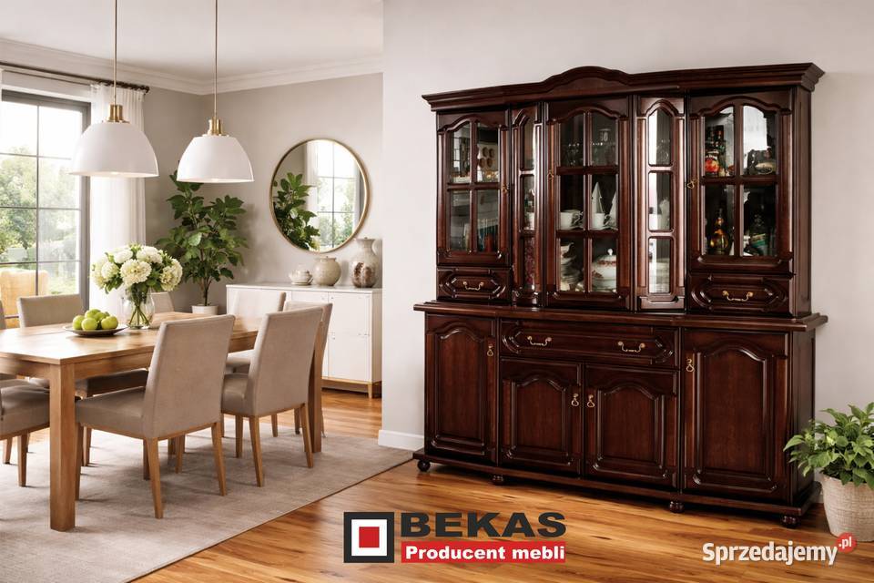 Stylowa klasyczna Witryna 180 Dąb Rustikalny 180cm Kredensy i witryny Lublin