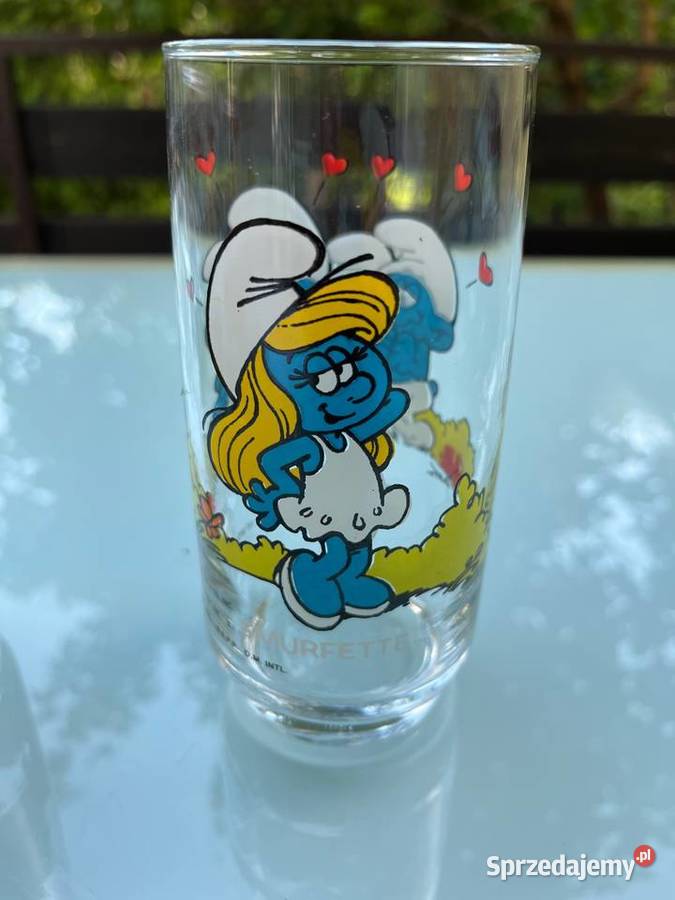 Szklanki wysokie retro Smerfy Smurfs śląskie Mysłowice