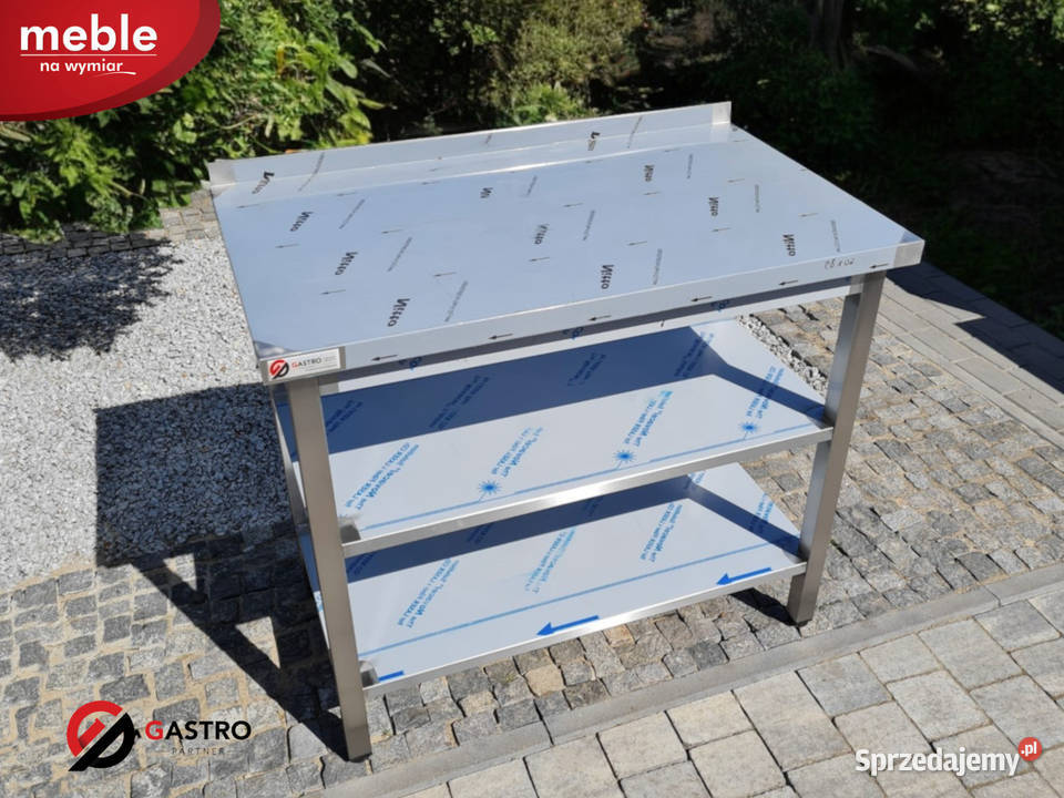 Stół przyścienny gastronomiczny z dwoma półkami Ostrów Wielkopolski