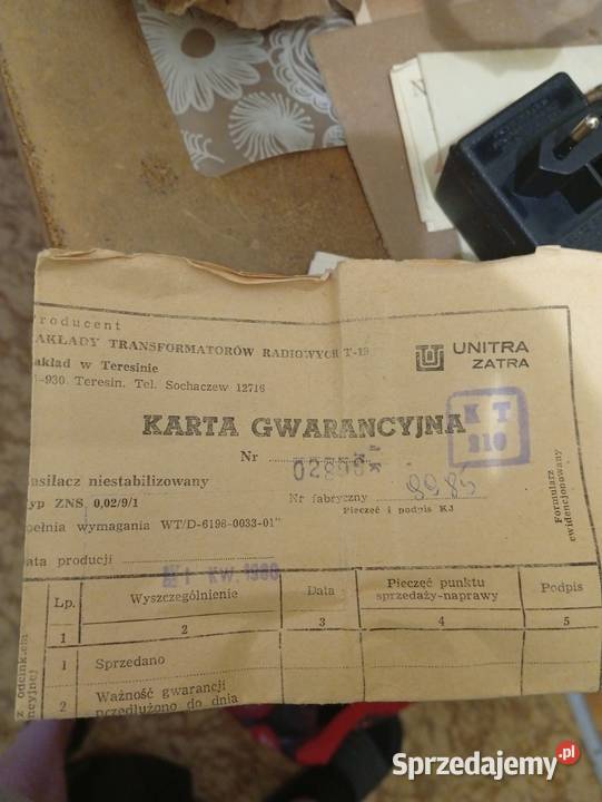 Zasilacz niestabilizowany Unitra ZATRA nowy Siemianowice Śląskie