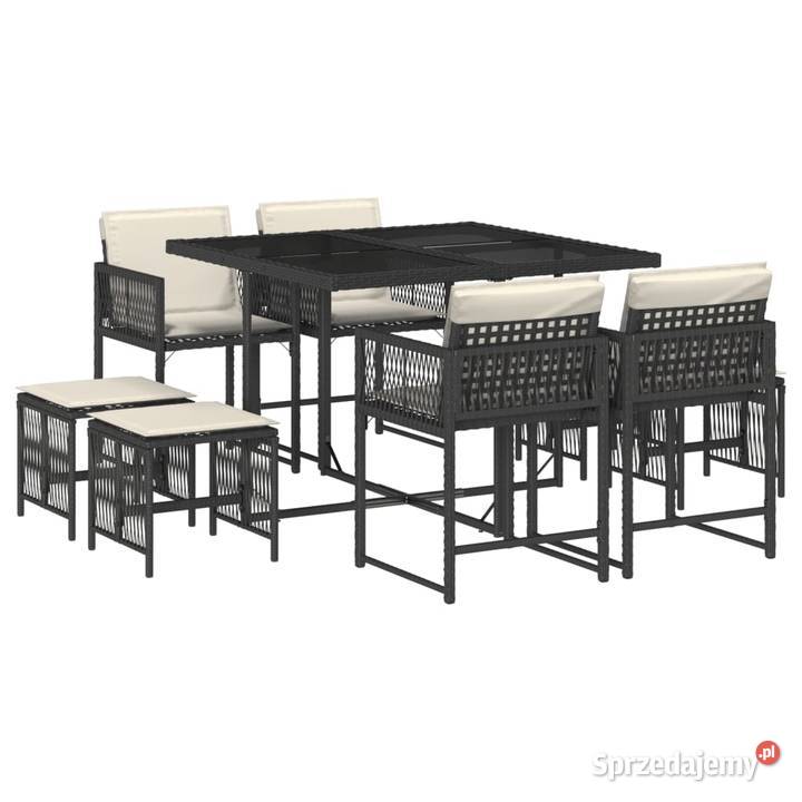 9cz zestaw mebli ogrodowych z poduszkami czarny mazowieckie Warszawa sprzedam