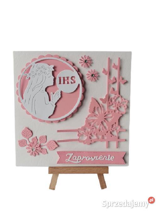 ZAPROSZENIA KOMUNIA DZIEWCZYNKA Z HOSTIĄ K4 RÓŻ wielkopolskie Poznań