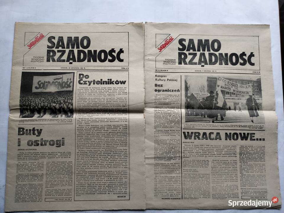 Samorządność 1 i 2 z 1981r Solidarność Tygodnik pomorskie Gdynia