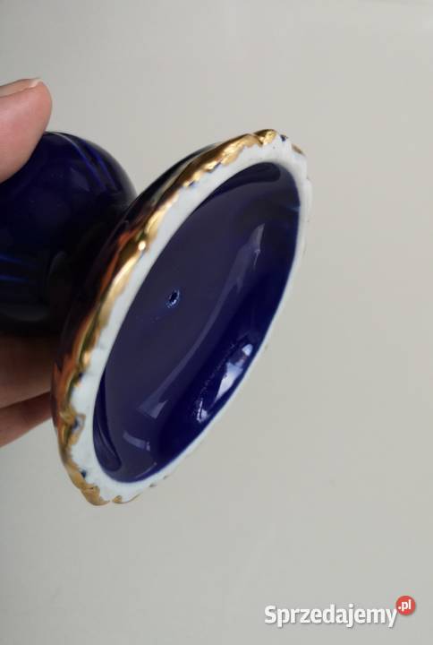 Świecznik porcelanowy kobalt vintage Toruń