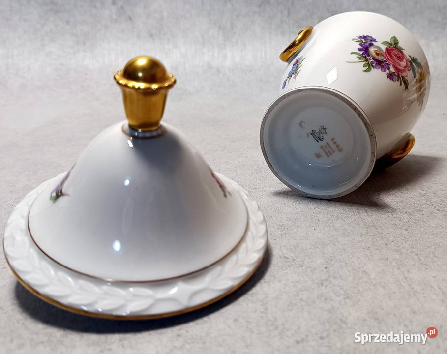 ALKAKUNST 1440 Puzdro Bomboniera Szkatuła Porcelana i szkło Dobrzany