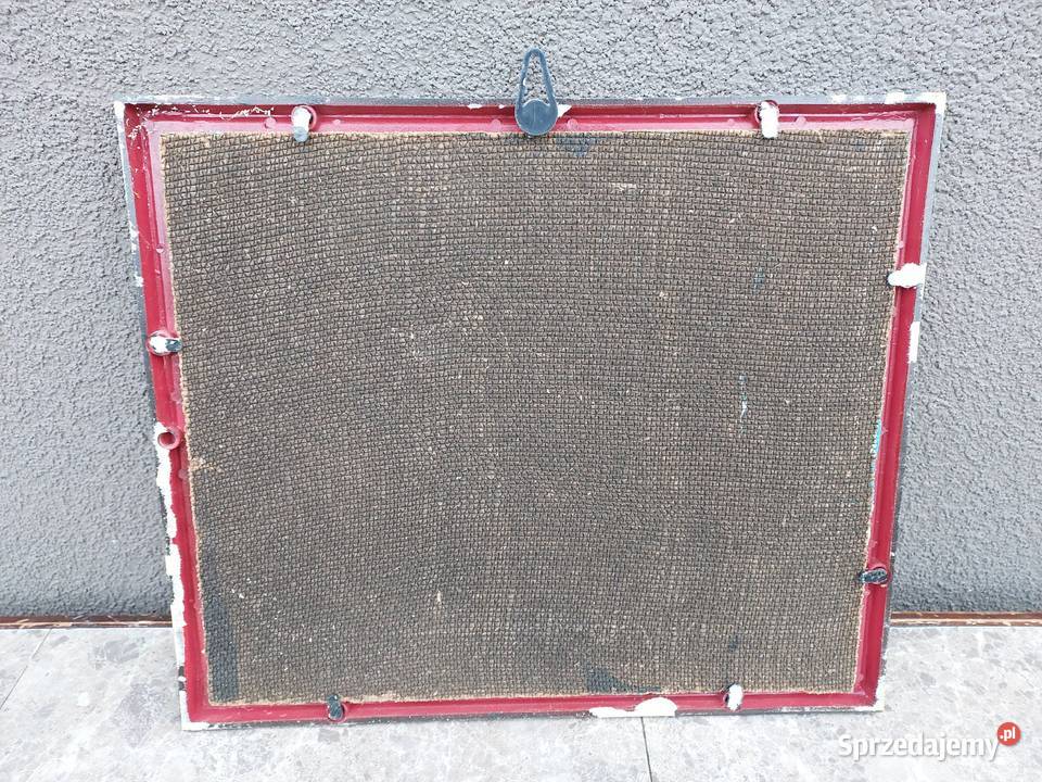 83 Stary obrazek olej na płycie morze łódź ptaki pomorskie Tczew