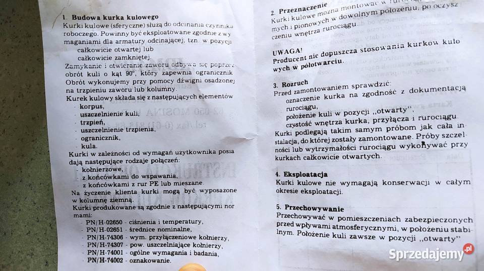 Zawór kulowy kołnierzowy do wody IDMAR DN125 Pn Kalisz