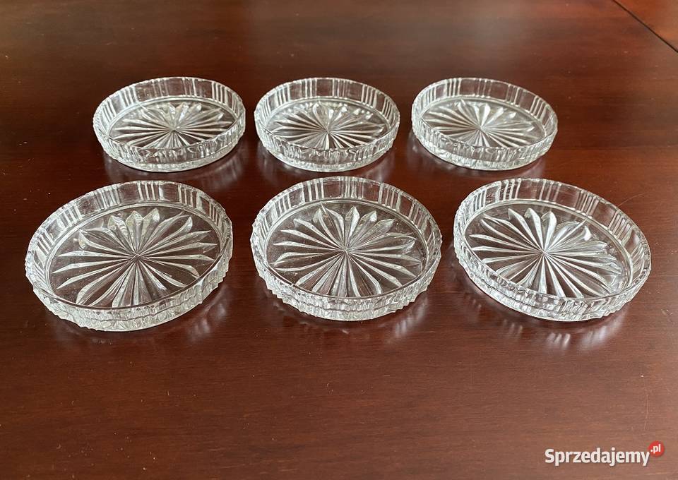Zestaw z lanego szkła 6 podstawek flakonik i Antyki, Sztuka, Kolekcje małopolskie Kraków sprzedam