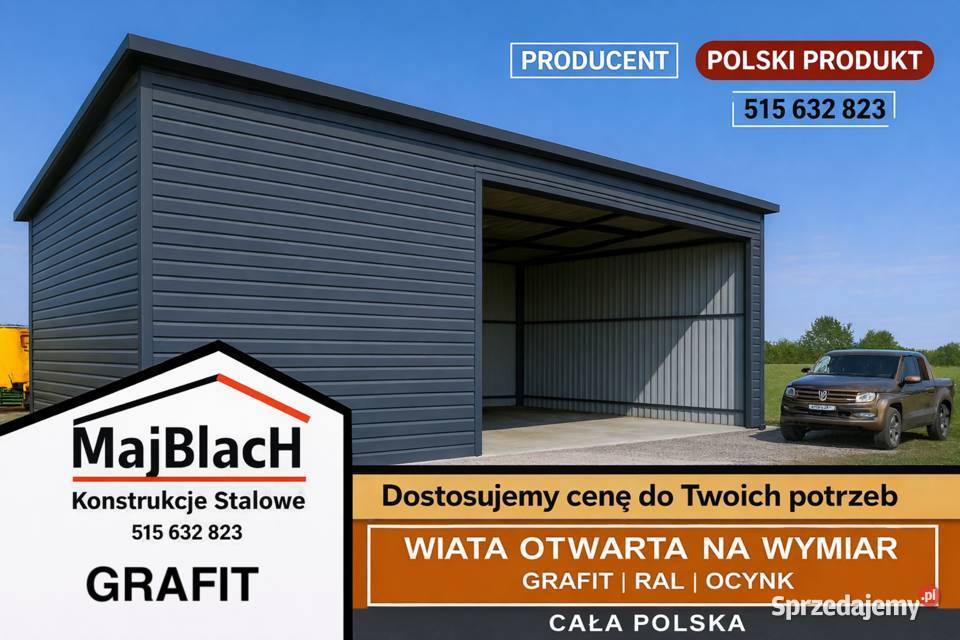 Garaż Blaszany Jednospadowy GRAFITOWYZłoty Dąb