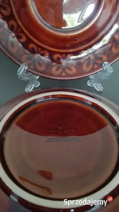 Spodki kokardka porcelit Pruszków odcienie brązowego Warpechy Stare