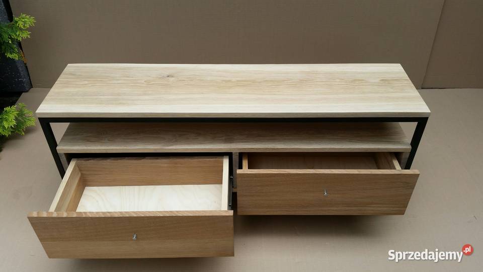 Regał szafka rtv dębowa szuflady loft Radomsko