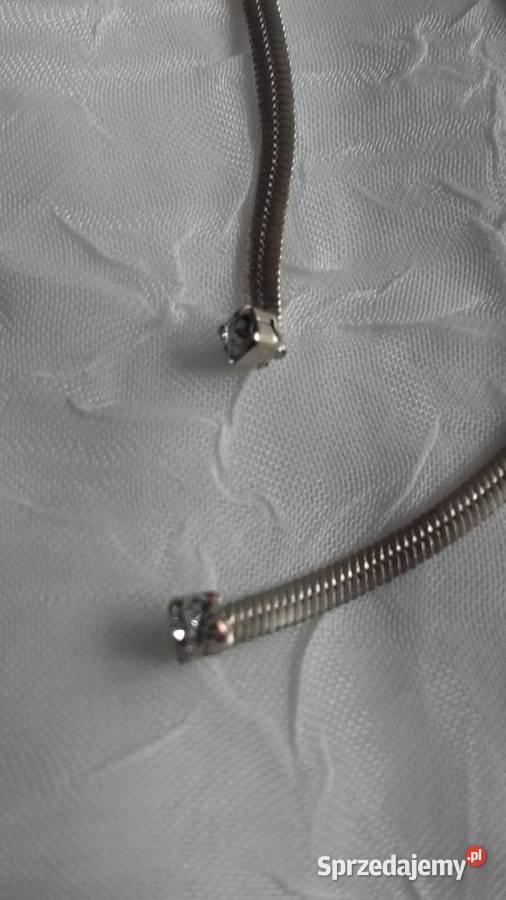 SREBRNY NASZYJNIK Z PŁASKIEJ ŻMIJKI Z CYRKONIAMI Zegarki i Biżuteria Piła