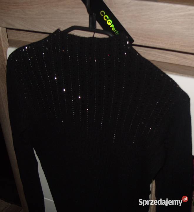 Prążkowany półgolf CCGPERFECT z cyrkoniami Swetry i golfy wielkopolskie
