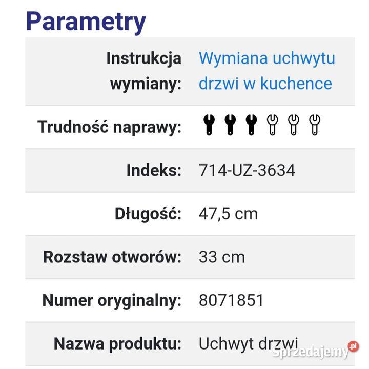 Uchwyt drzwi kuchnia Amica Jastrzębniki