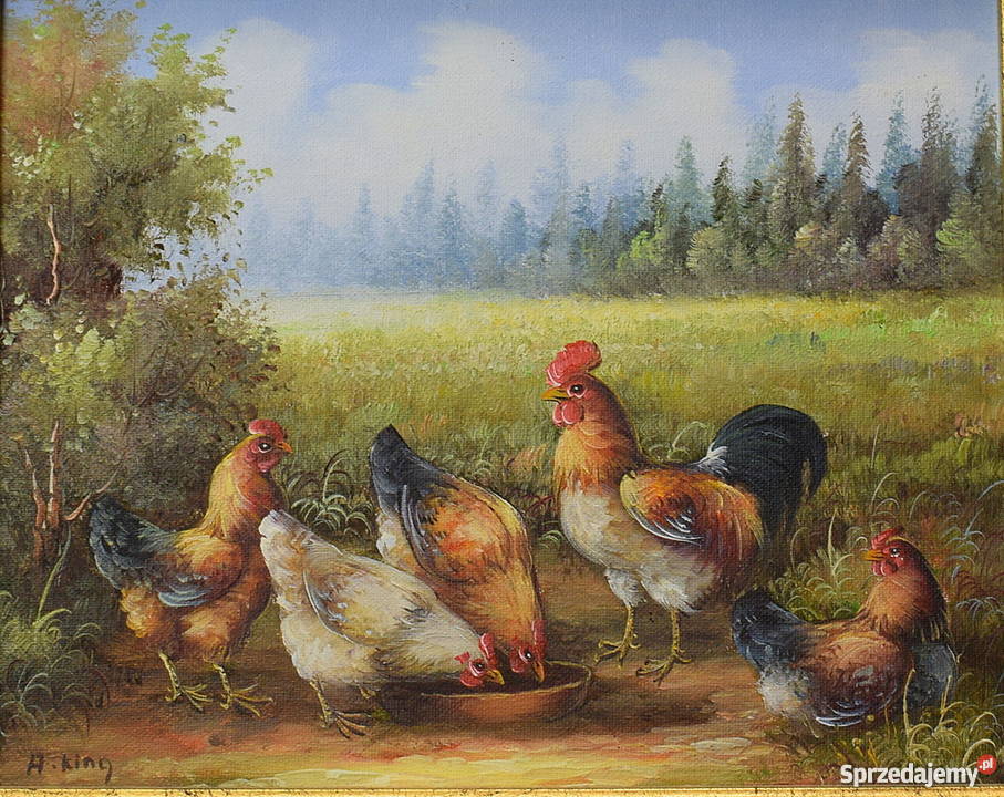 DWA UROCZE OBRAZKI OBRAZ OLEJ NA PŁÓTNIE RAMA Świdnica