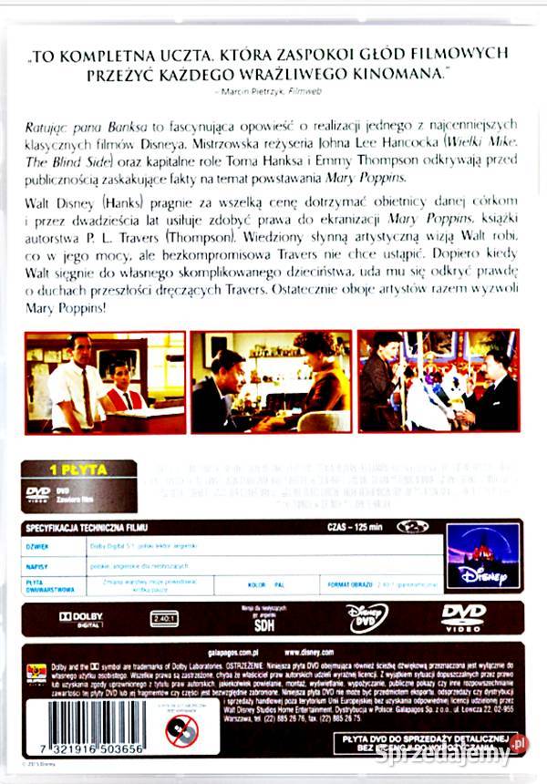 RATUJĄC PANA BANKSA TOM HANKS DISNEY DVD Filmy Kalisz sprzedam