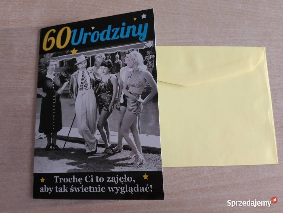 KARTKA urodzinowa retro 60 urodziny z kopertą Poznań
