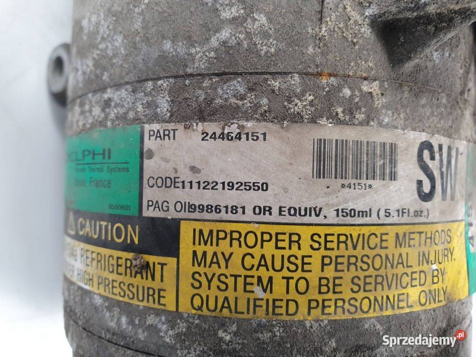 SPRĘŻARKA KLIMATYZACJI OPEL ZAFIRA 24464151 osobowe Lipno