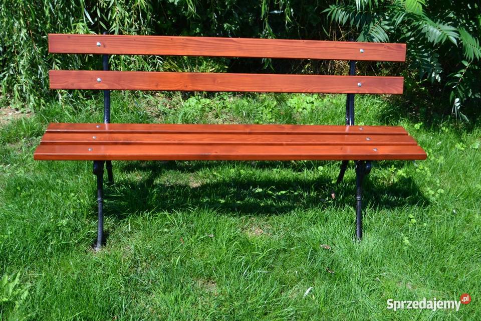 ławka parkowa ogrodowa miejska z oparciem gruba małopolskie