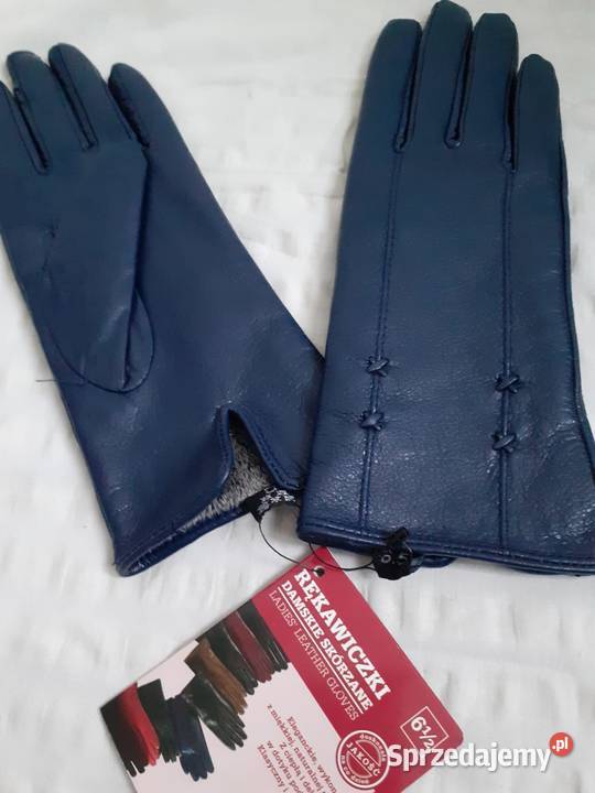 Rękawiczki damskie skórka Niebieskie 65 Gdańsk
