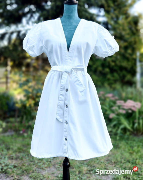 Biała jeansowa sukienka Boohoo 42 XL bawełna Szczecin