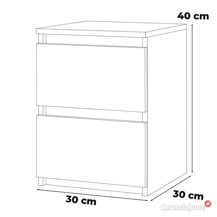 Szafka Nocna 2 Szuflady Stolik Nowoczesny 30cm Elbląg