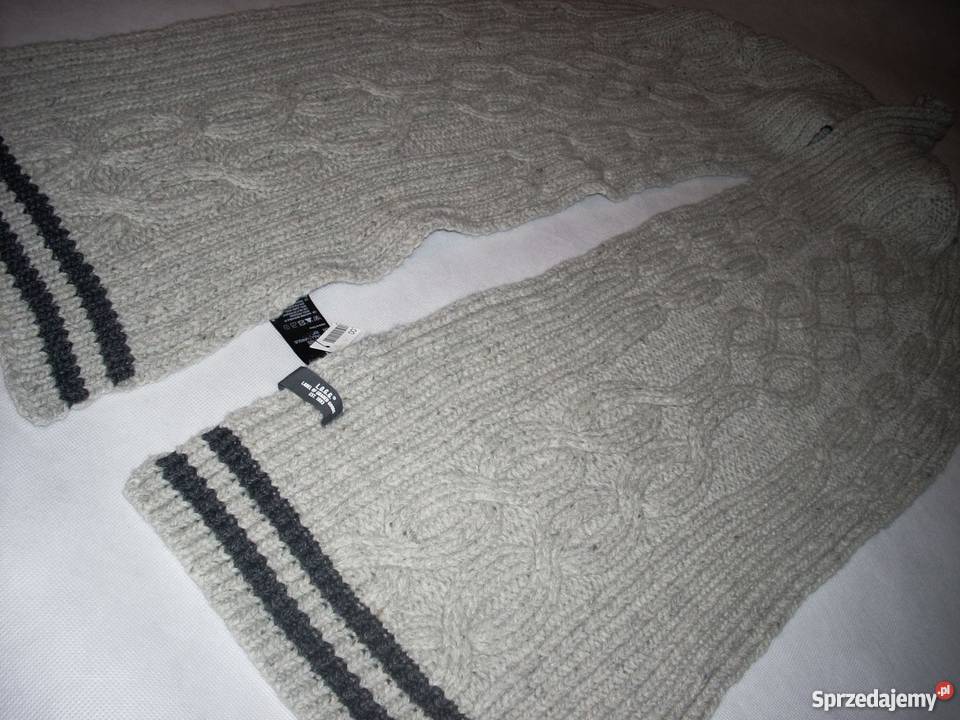 HM Ciepły Wełniany Szal Zimowy Szary Wełna NOWY Nowy Sącz