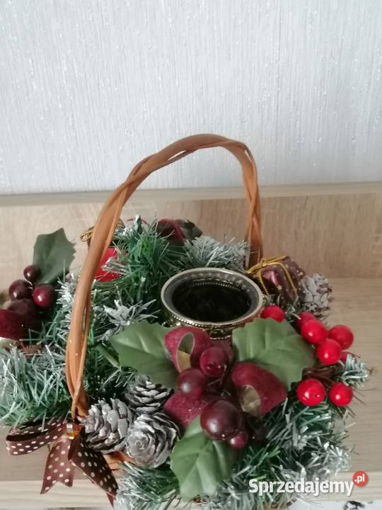 Stroik świąteczny z naturalnej szyszki z świecą sprzedam