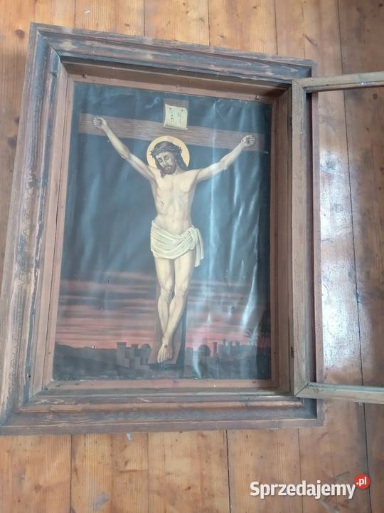 Święty obraz oleodruk 68 x 88 Antyki Gdów