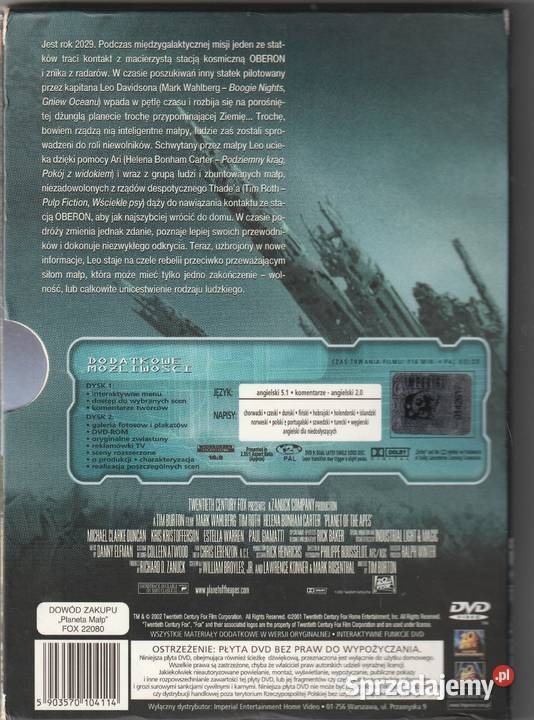 PLANETA MAŁP 2DVD David Warner Paul Giamatti lektor Filmy Pruszków