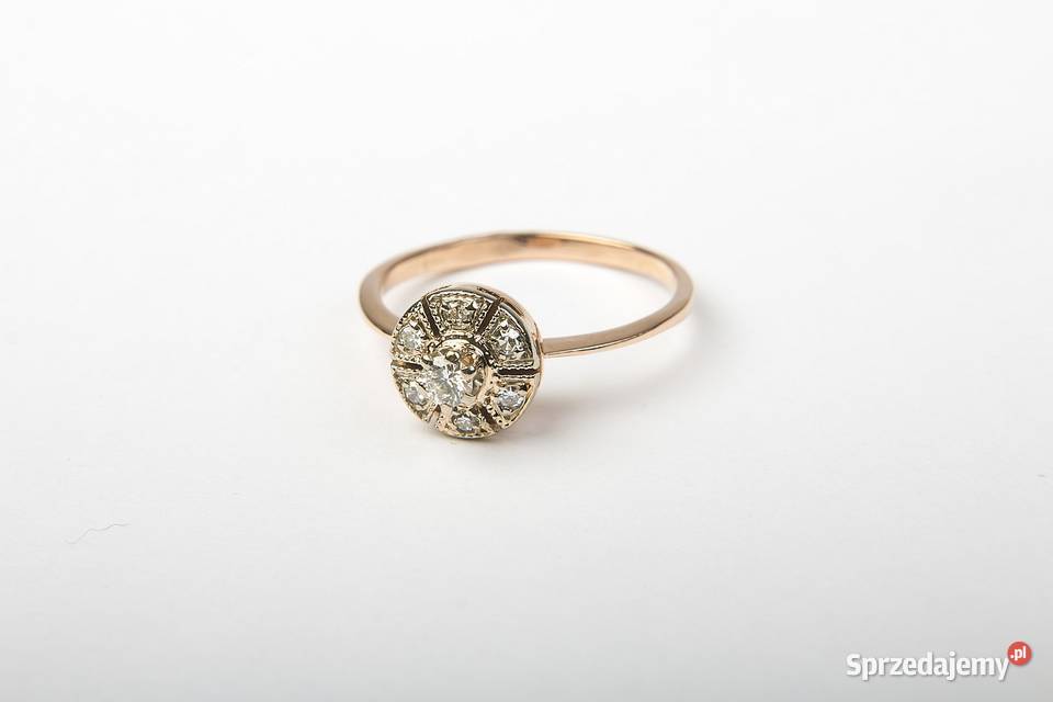11319 Złoty pierścionek z diamentami złote śląskie