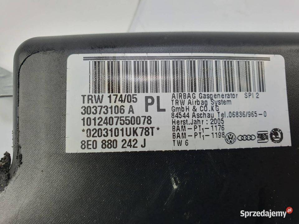 PODUSZKA AIRBAG AUDI A4 B7 8E0880242J kujawsko-pomorskie Lipno